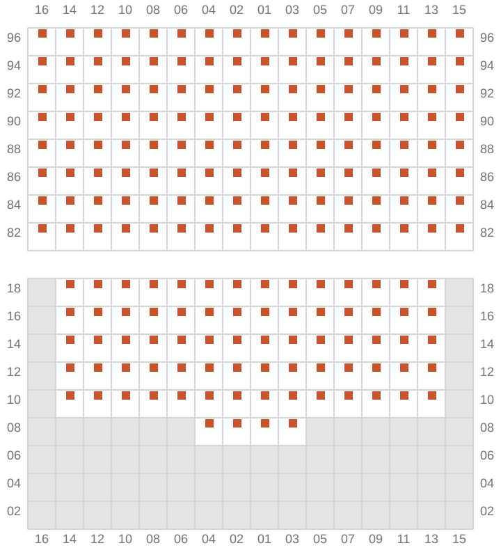Bay 067 view and slots of MAERSK SERANGOON