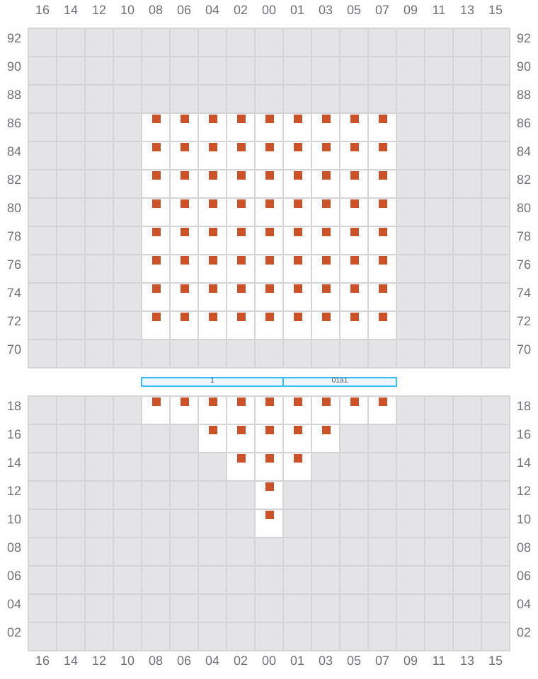 Bay 001 view and slots of MSC LE HAVRE