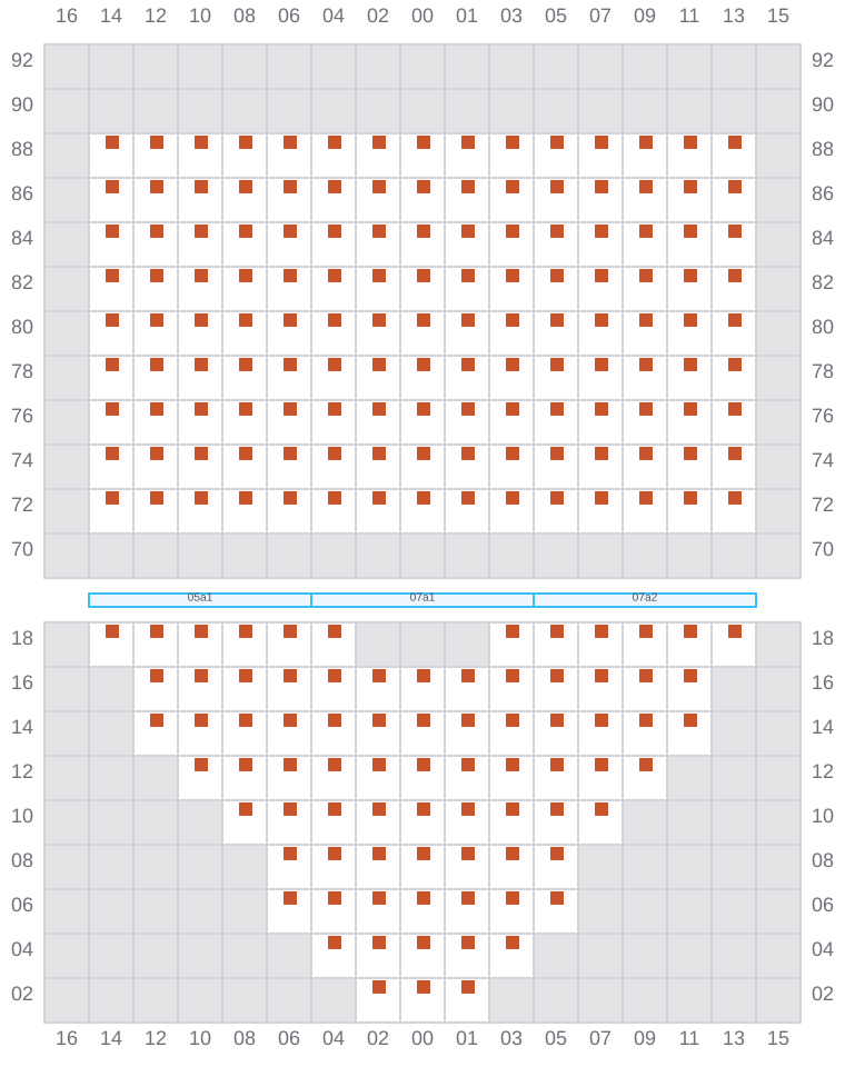 Bay 009 view and slots of MSC LE HAVRE