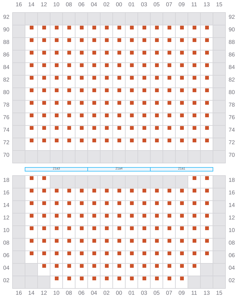 Bay 021 view and slots of MSC LE HAVRE