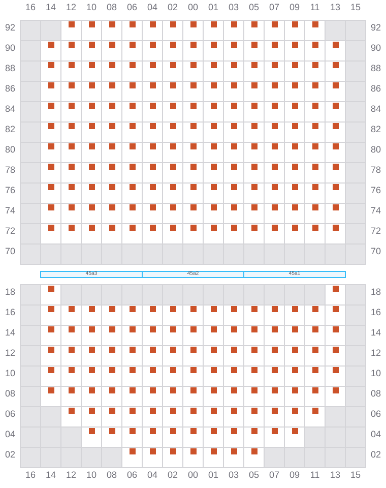 Bay 045 view and slots of MSC LE HAVRE