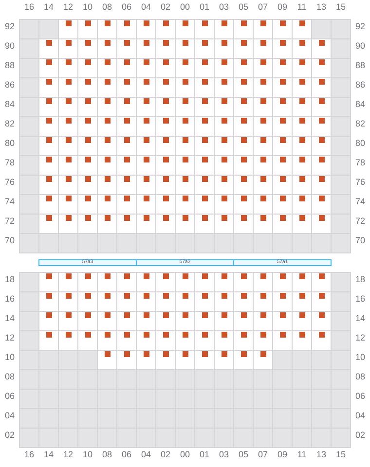 Bay 057 view and slots of MSC LE HAVRE