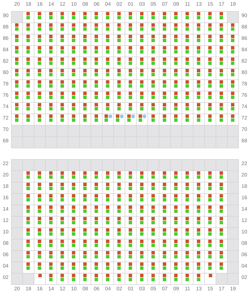 Bay 057 view and slots of MSC AMERICA