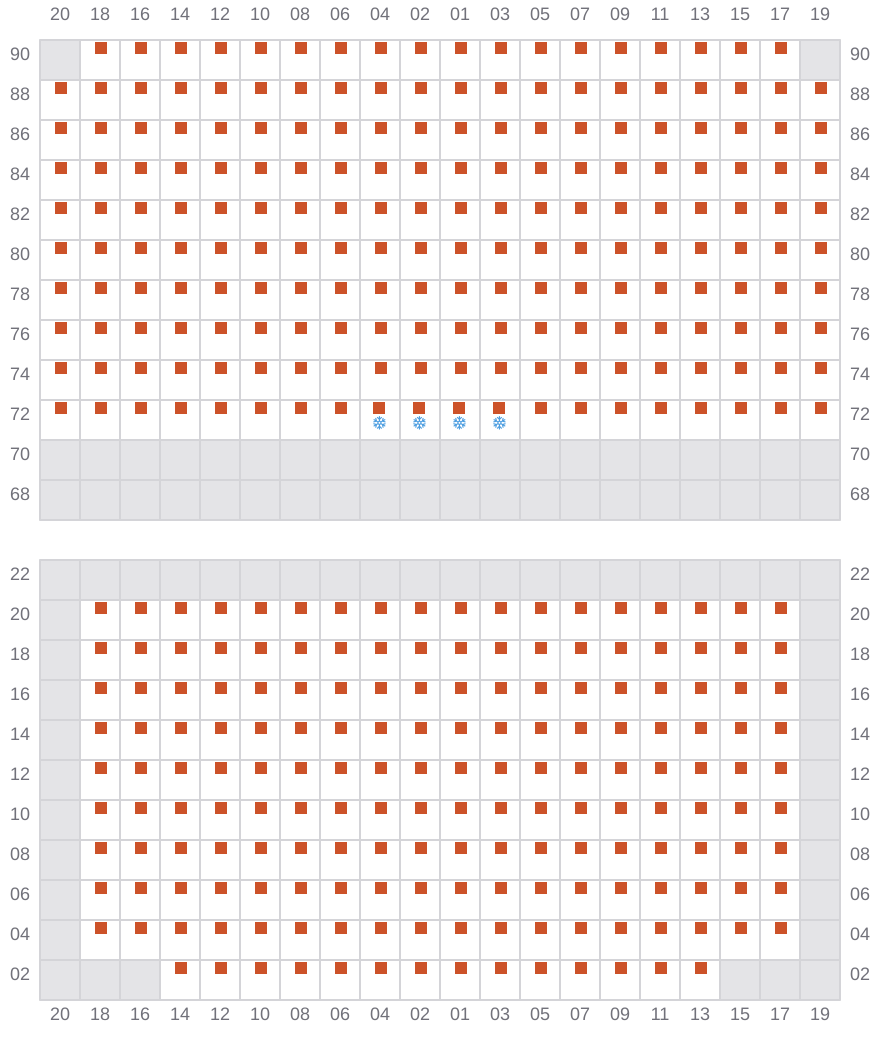 Bay 059 view and slots of MSC AMERICA
