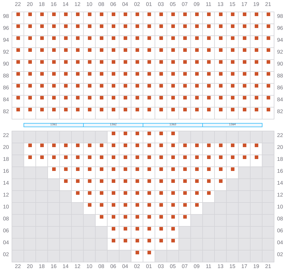 Bay 015 view and slots of EDITH MAERSK