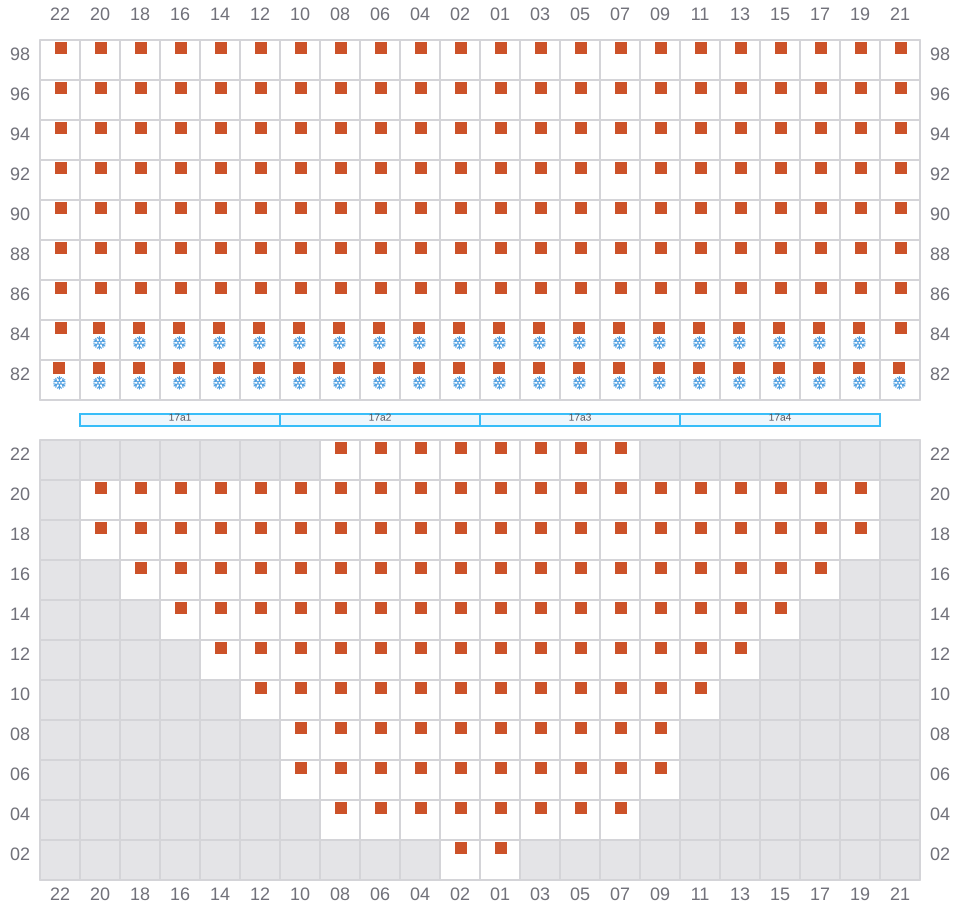 Bay 019 view and slots of EDITH MAERSK