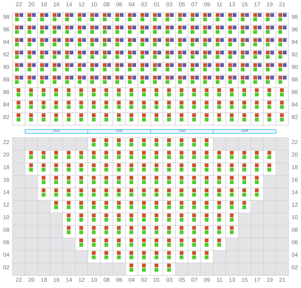 Bay 021 view and slots of EDITH MAERSK