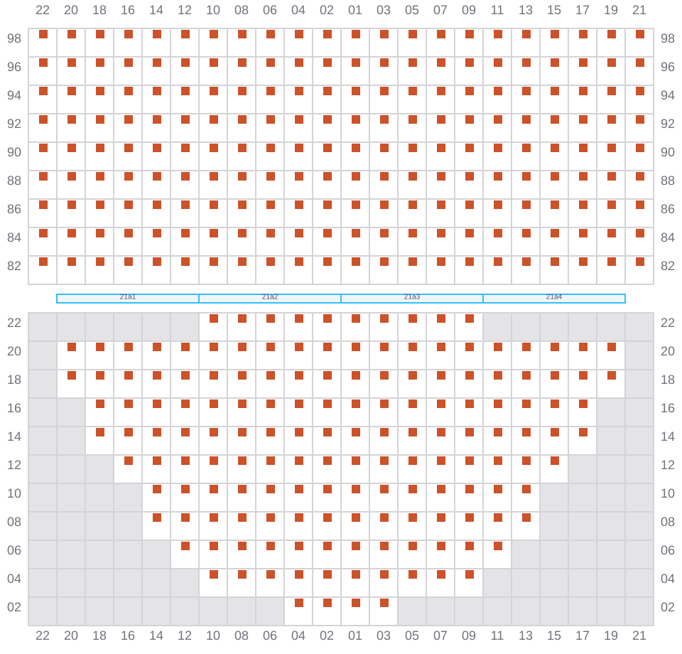 Bay 023 view and slots of EDITH MAERSK