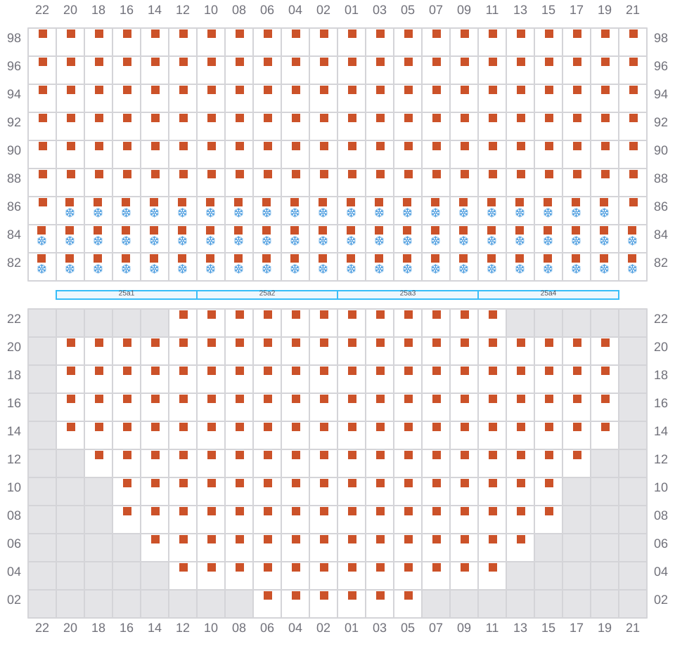 Bay 027 view and slots of EDITH MAERSK