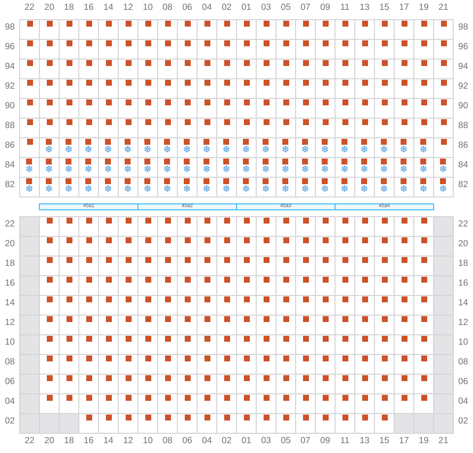 Bay 047 view and slots of EDITH MAERSK