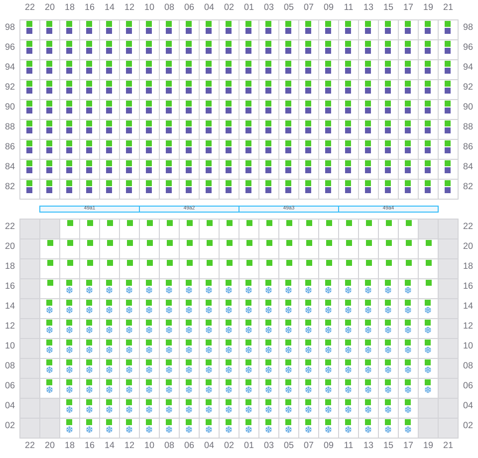Bay 049 view and slots of EDITH MAERSK