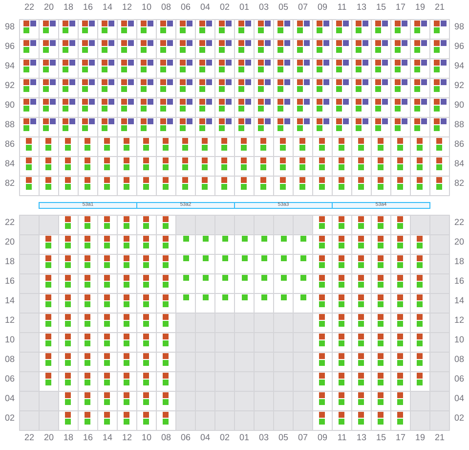 Bay 053 view and slots of EDITH MAERSK
