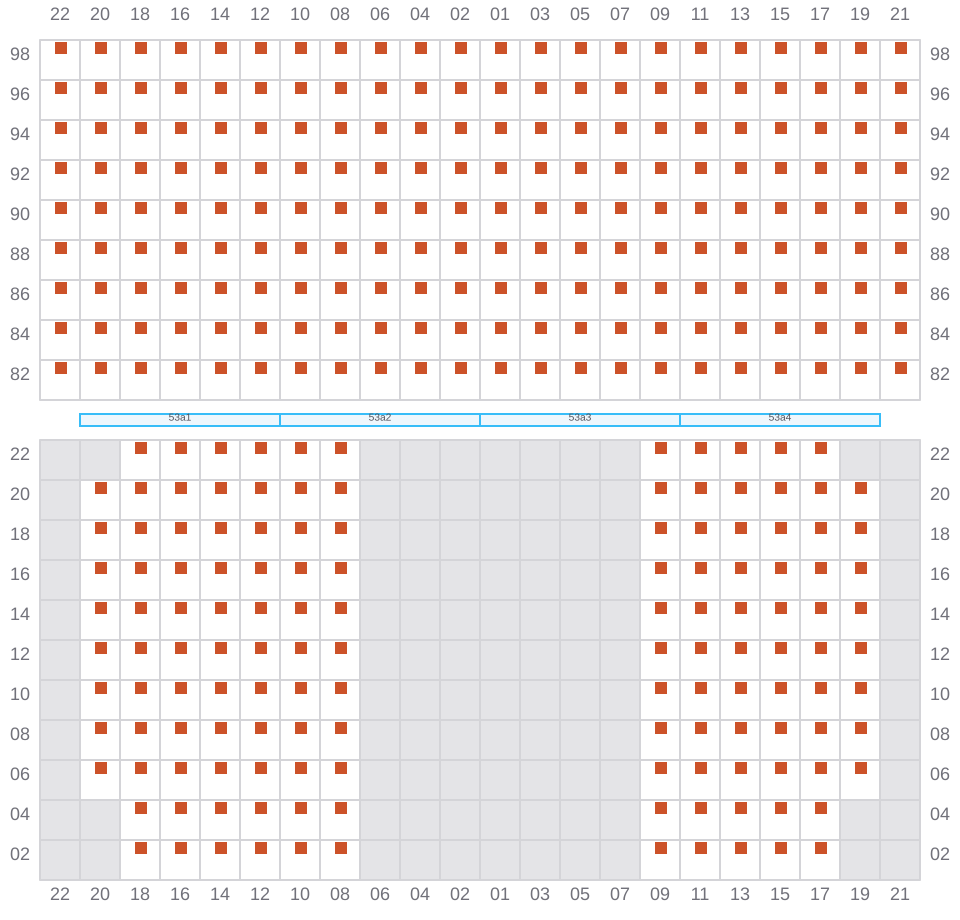 Bay 055 view and slots of EDITH MAERSK