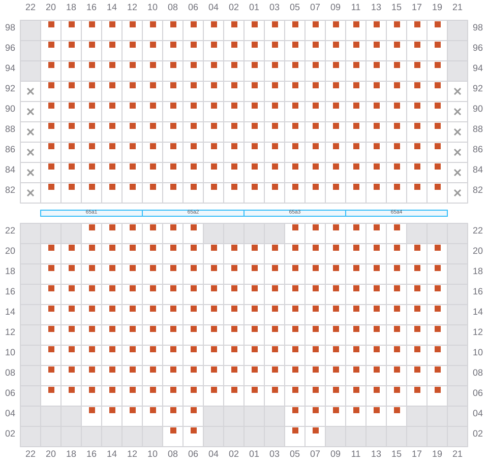 Bay 067 view and slots of EDITH MAERSK