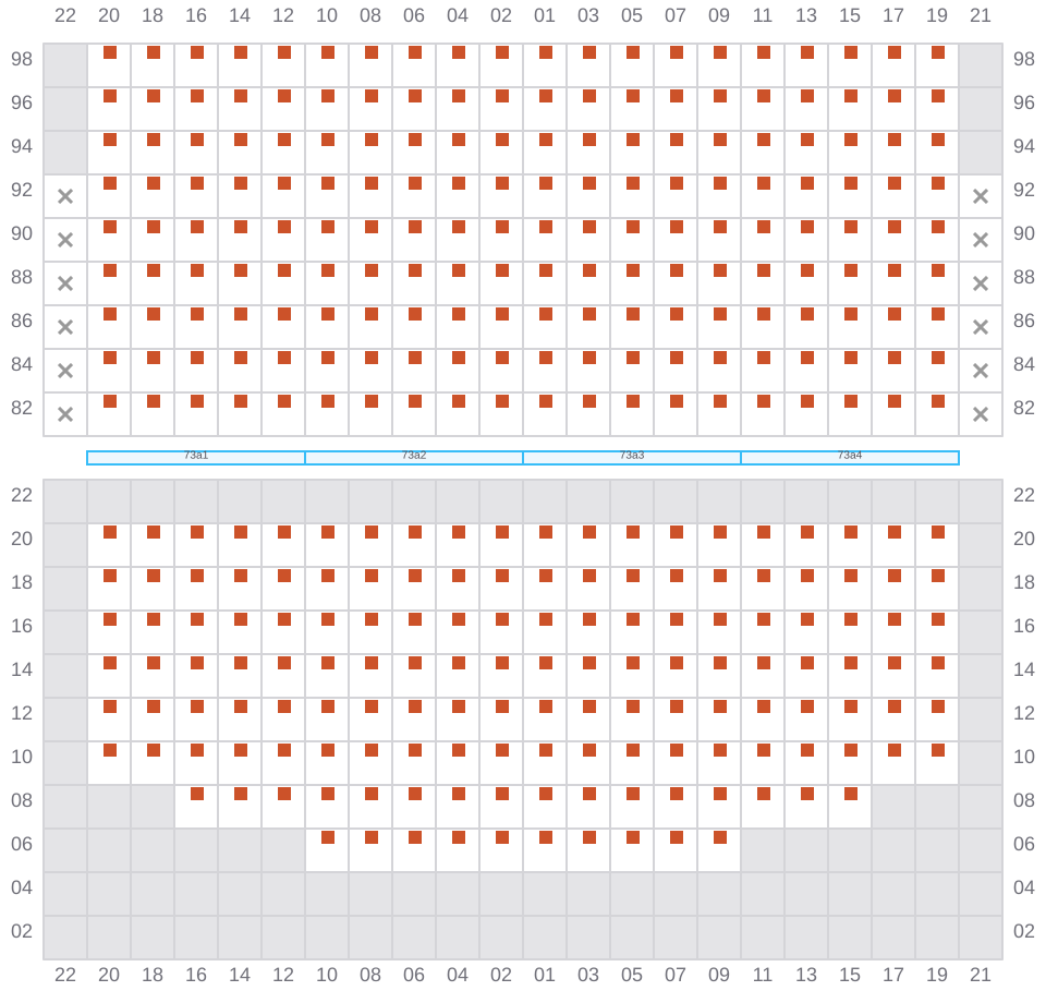 Bay 075 view and slots of EDITH MAERSK