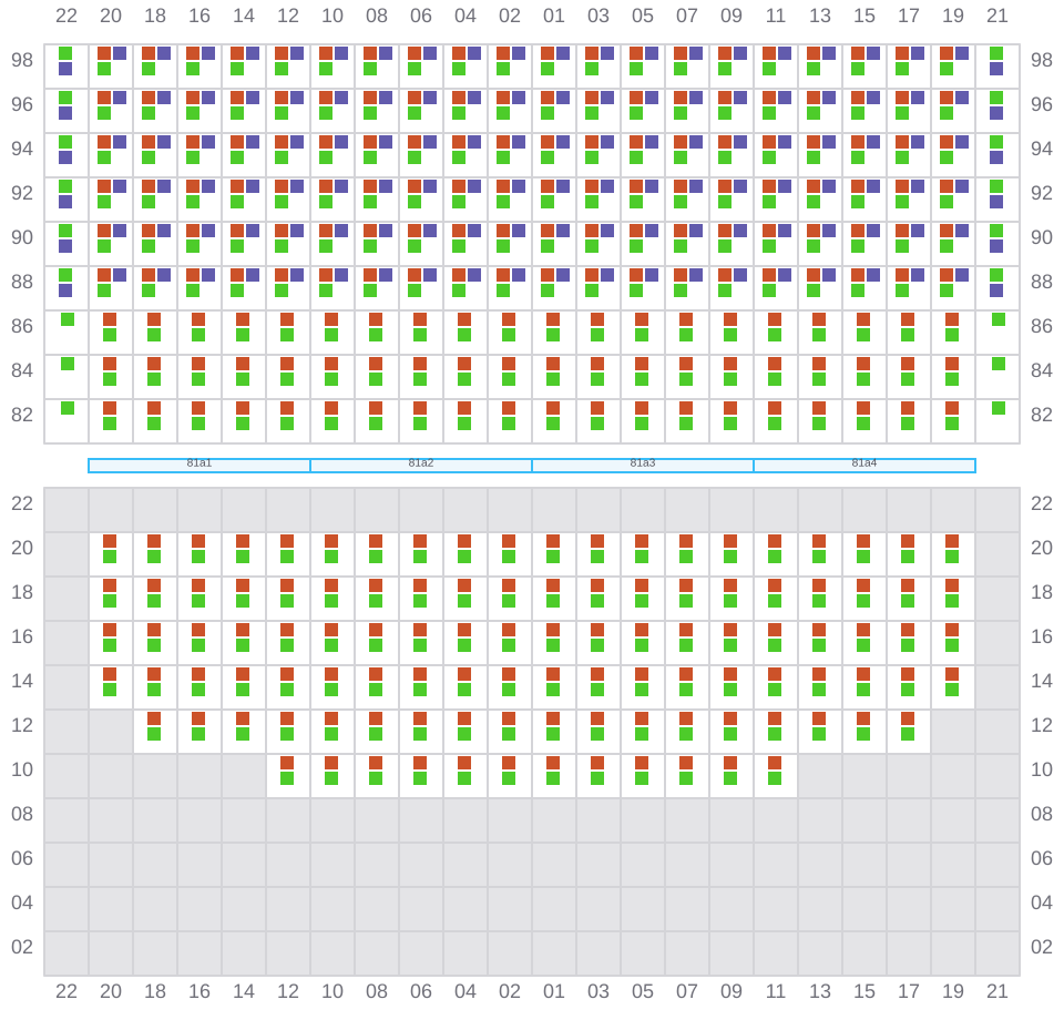 Bay 081 view and slots of EDITH MAERSK