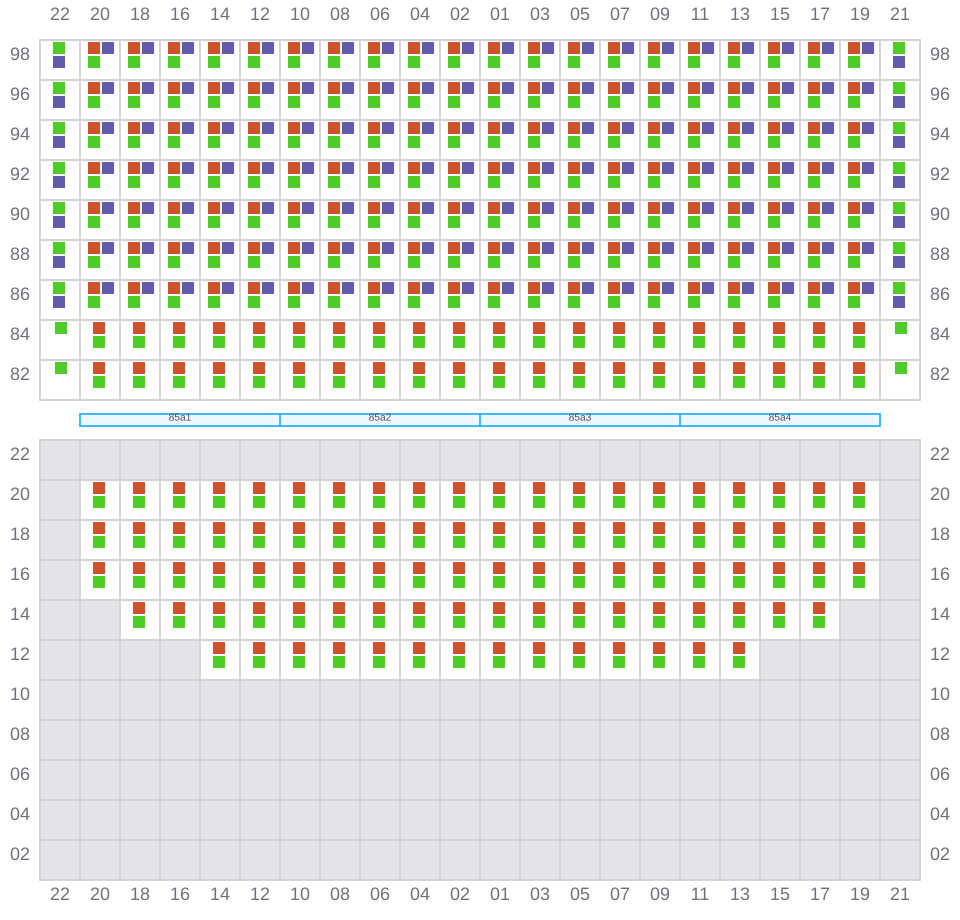 Bay 085 view and slots of EDITH MAERSK