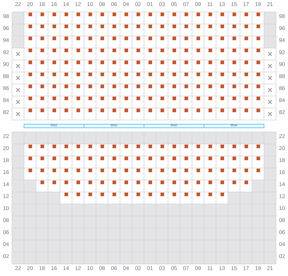 Bay 087 view and slots of EDITH MAERSK