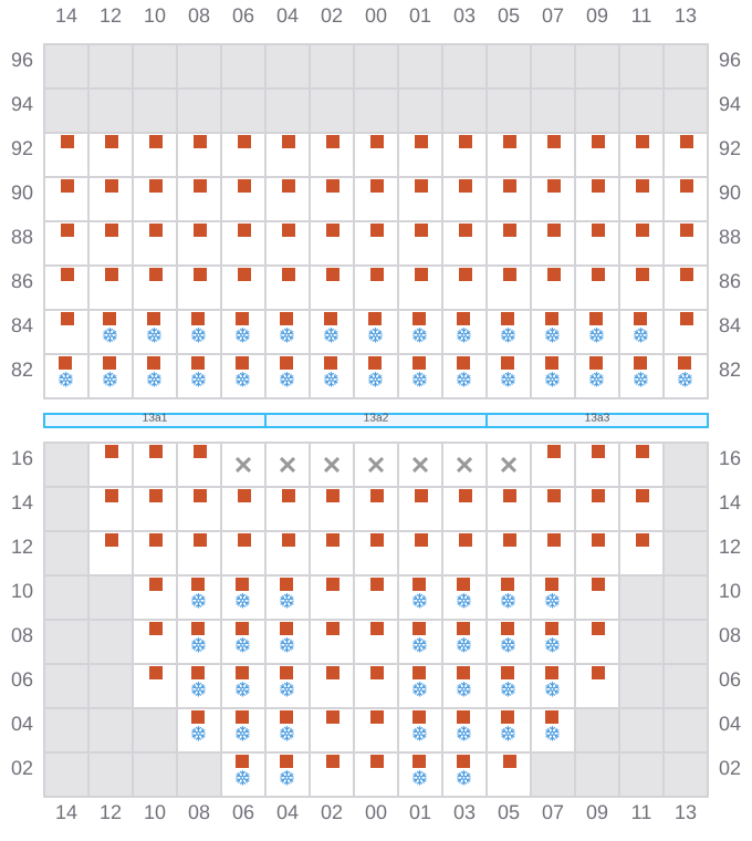 Bay 015 view and slots of RHINE MAERSK