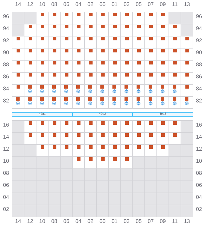 Bay 051 view and slots of RHINE MAERSK