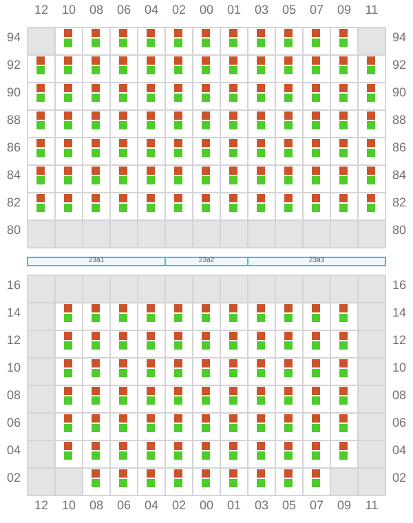 Bay 023 view and slots of ALGECIRAS EXPRESS