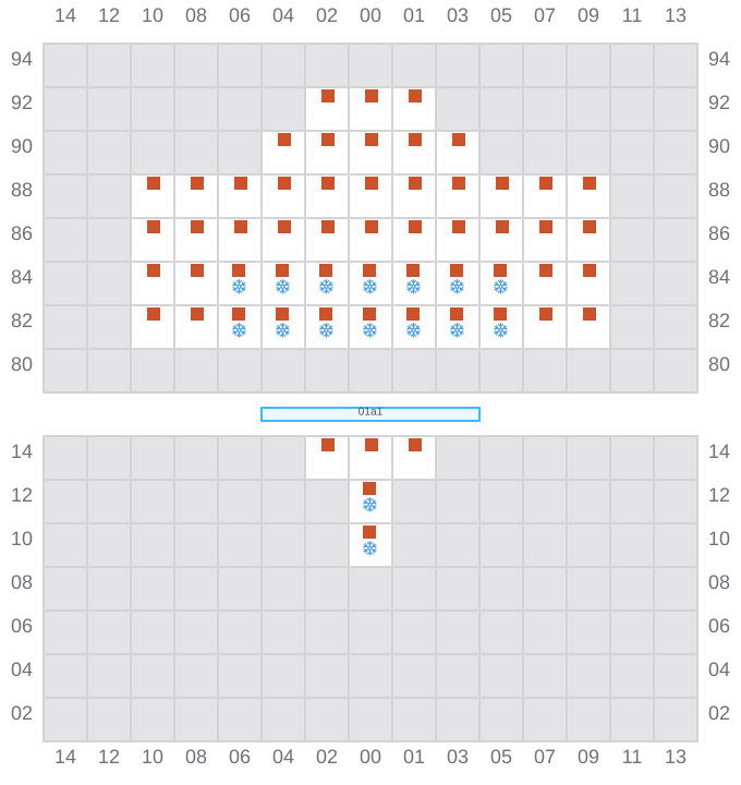 Bay 003 view and slots of LARS MAERSK