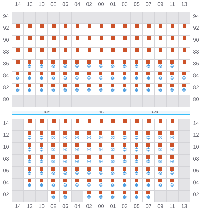 Bay 041 view and slots of LARS MAERSK