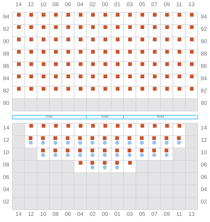 Bay 053 view and slots of LARS MAERSK