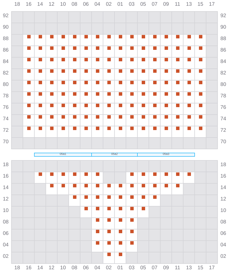 Bay 005 view and slots of MSC ELIANA