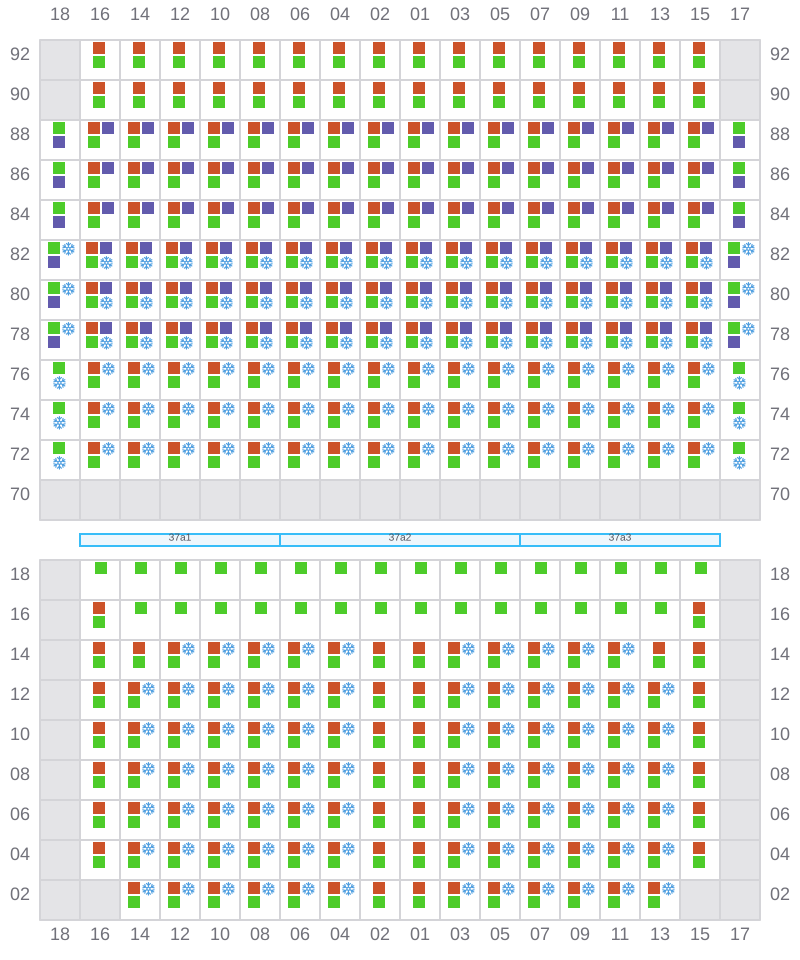 Bay 039 view and slots of MSC ELIANA