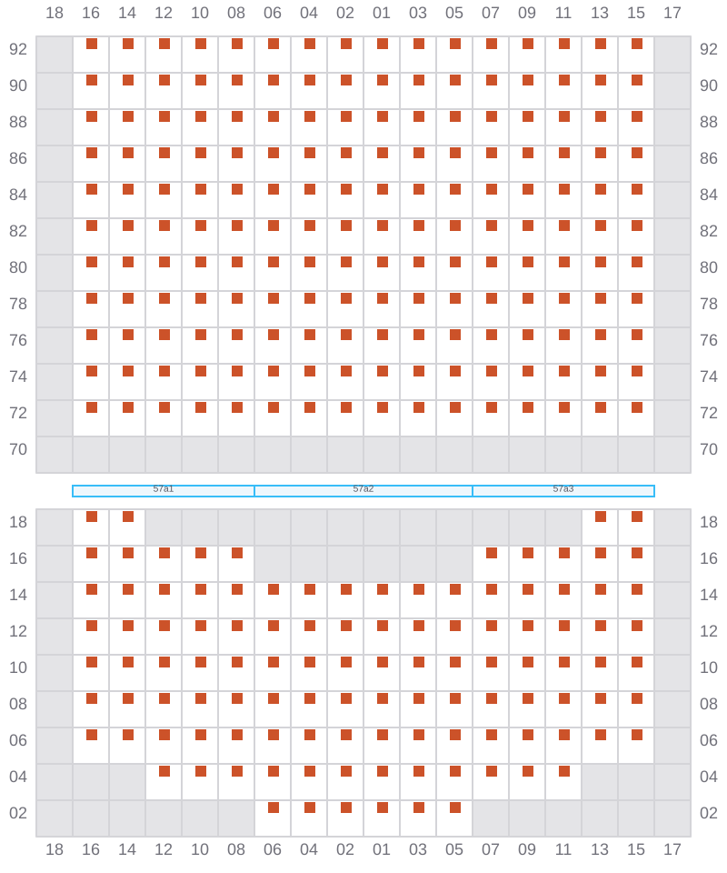 Bay 057 view and slots of MSC ELIANA