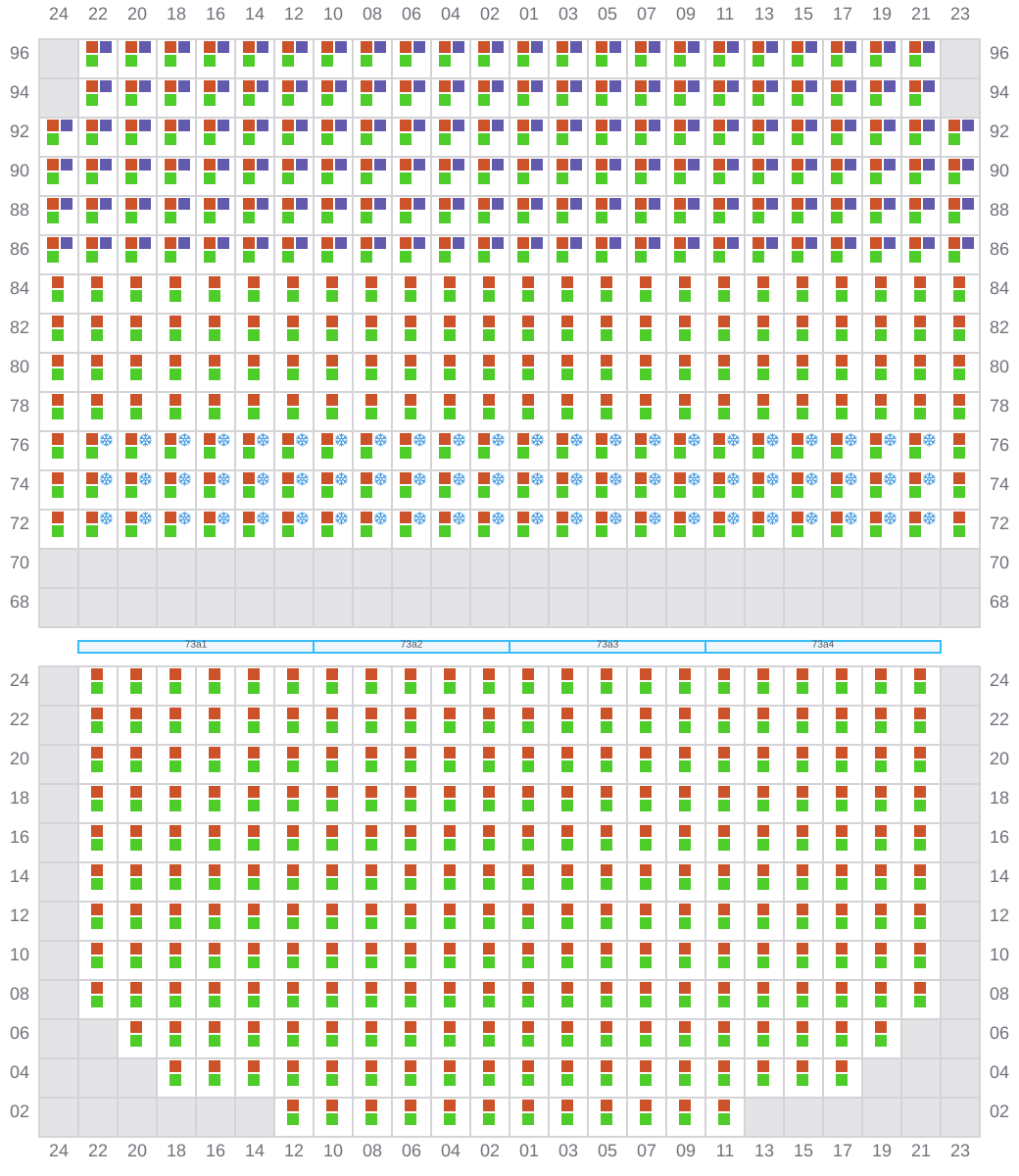 Bay 073 view and slots of EVER ACE