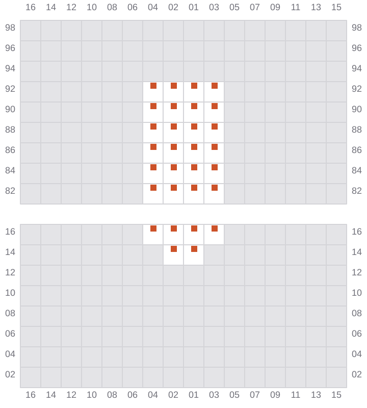 Bay 001 view and slots of MAERSK FREDERICIA