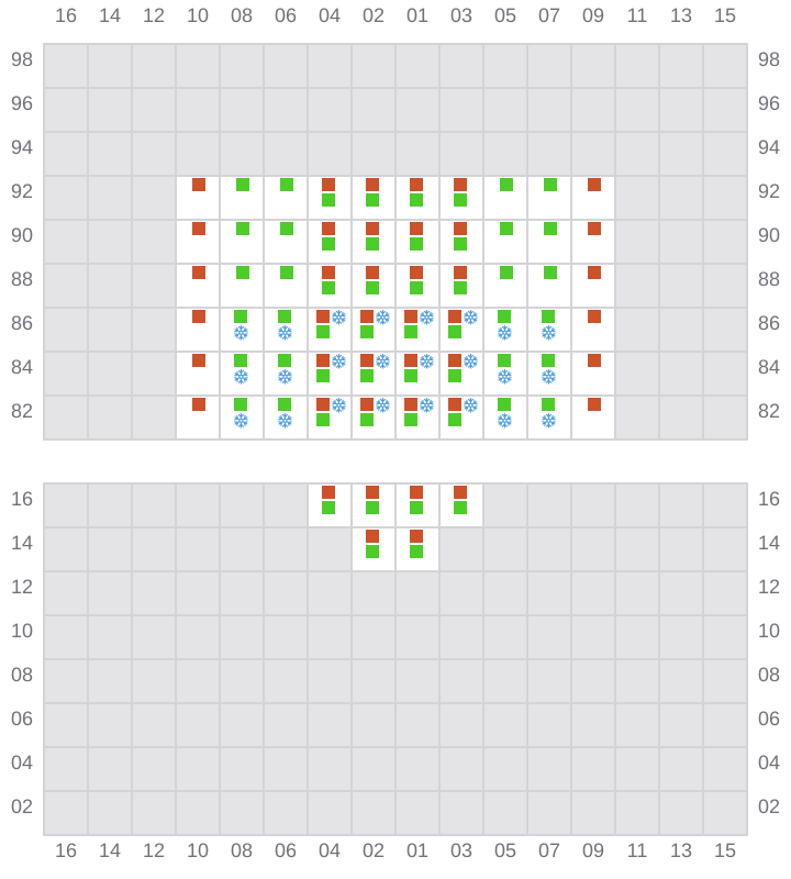 Bay 003 view and slots of MAERSK FREDERICIA