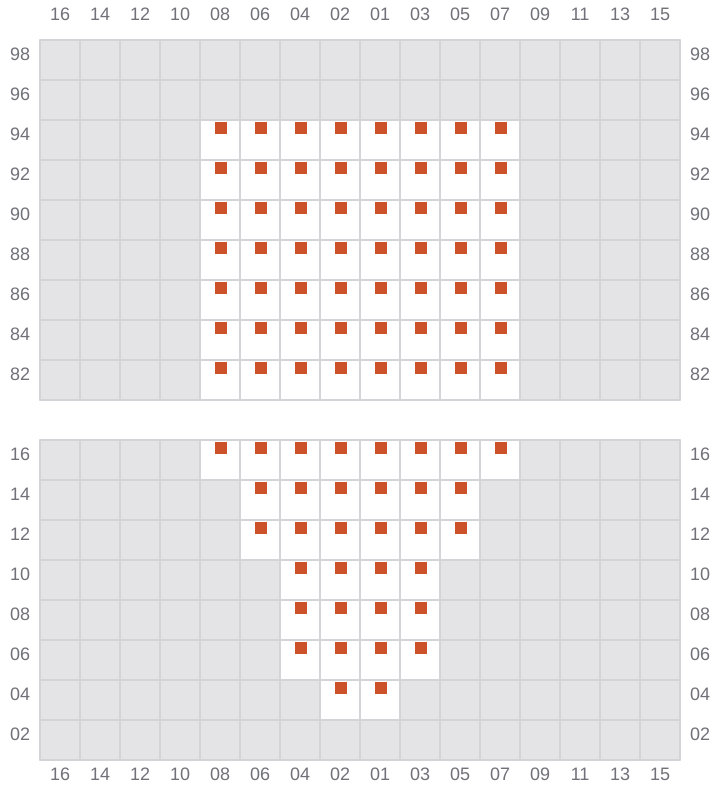 Bay 005 view and slots of MAERSK FREDERICIA