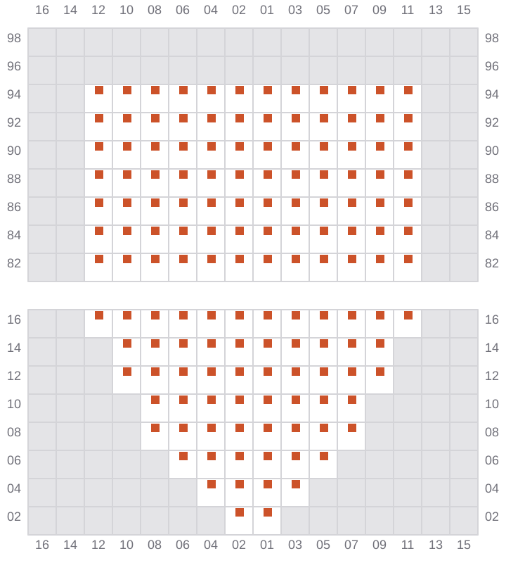 Bay 009 view and slots of MAERSK FREDERICIA