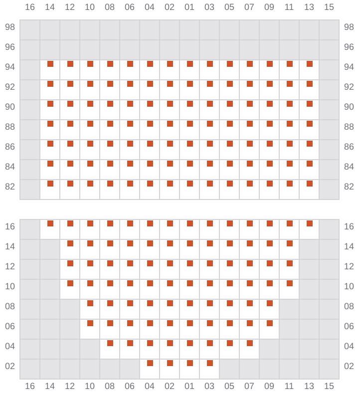 Bay 013 view and slots of MAERSK FREDERICIA