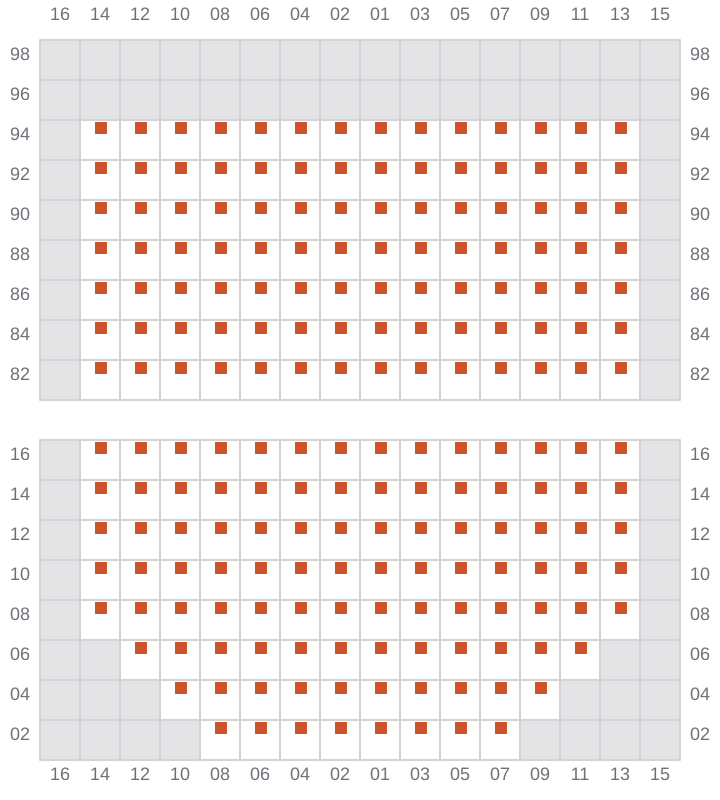 Bay 017 view and slots of MAERSK FREDERICIA