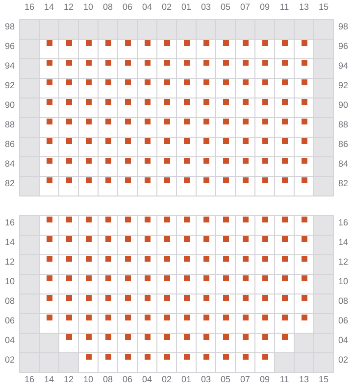 Bay 021 view and slots of MAERSK FREDERICIA