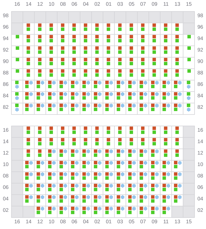 Bay 027 view and slots of MAERSK FREDERICIA