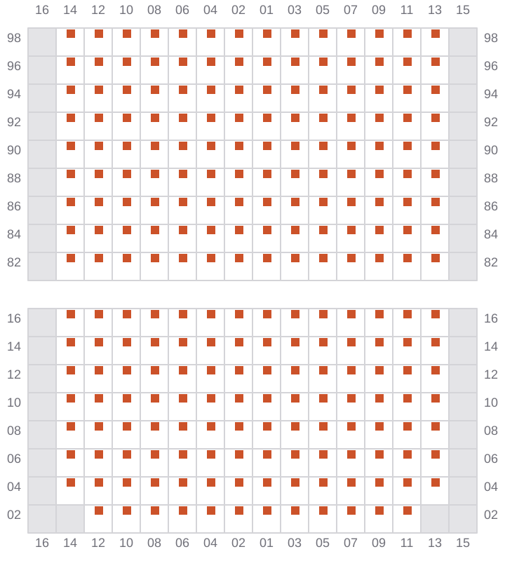 Bay 033 view and slots of MAERSK FREDERICIA