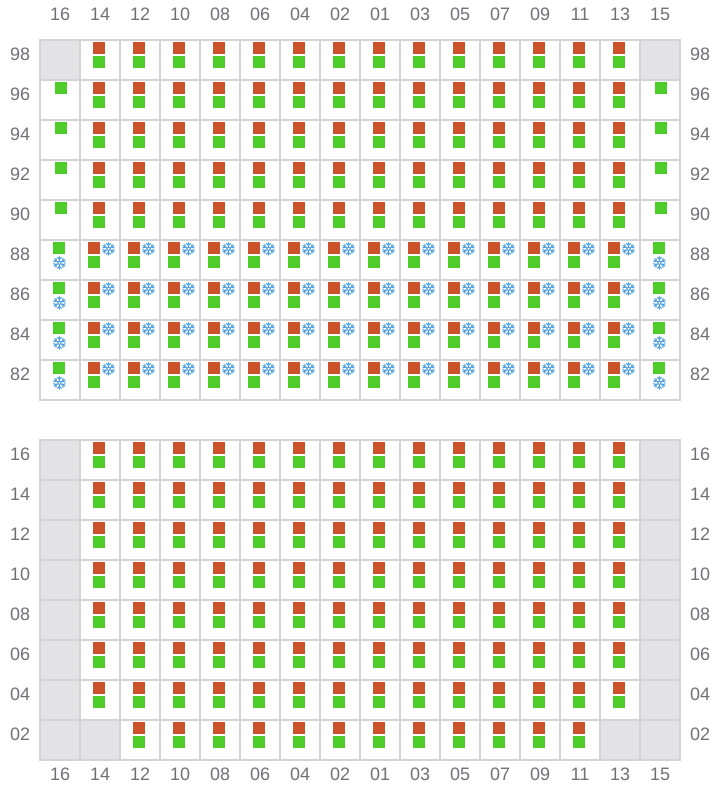 Bay 039 view and slots of MAERSK FREDERICIA