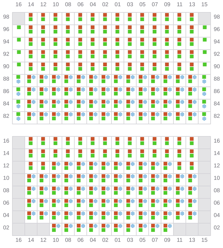Bay 043 view and slots of MAERSK FREDERICIA