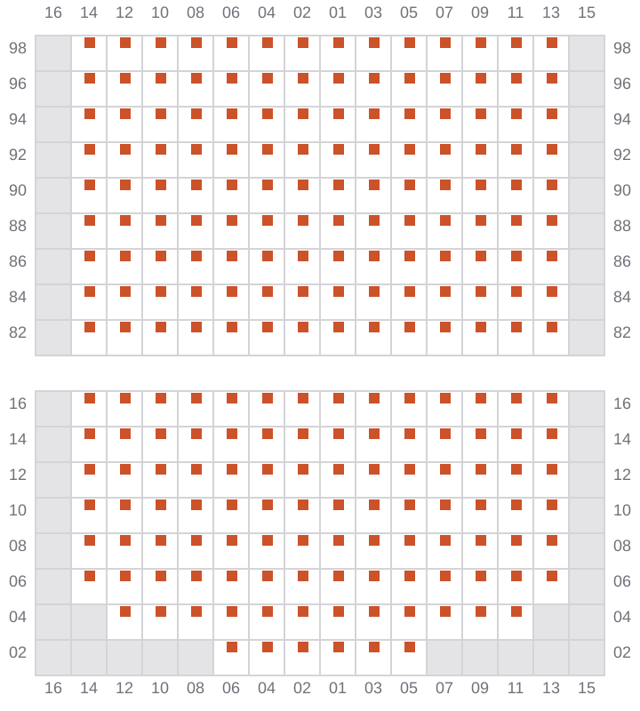 Bay 045 view and slots of MAERSK FREDERICIA