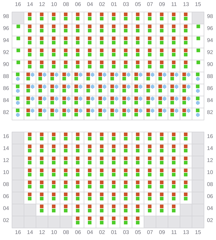 Bay 047 view and slots of MAERSK FREDERICIA