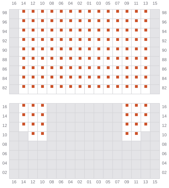 Bay 049 view and slots of MAERSK FREDERICIA