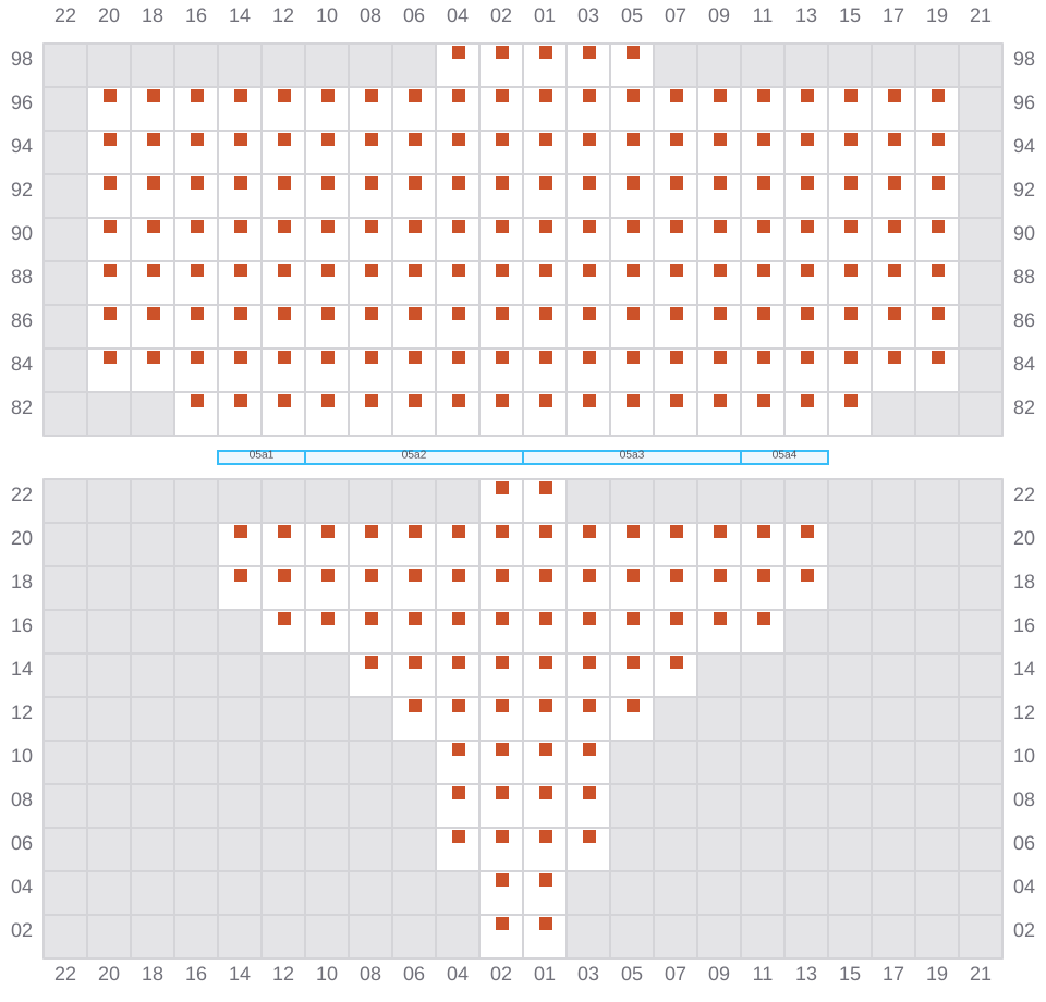 Bay 007 view and slots of EMMA MAERSK