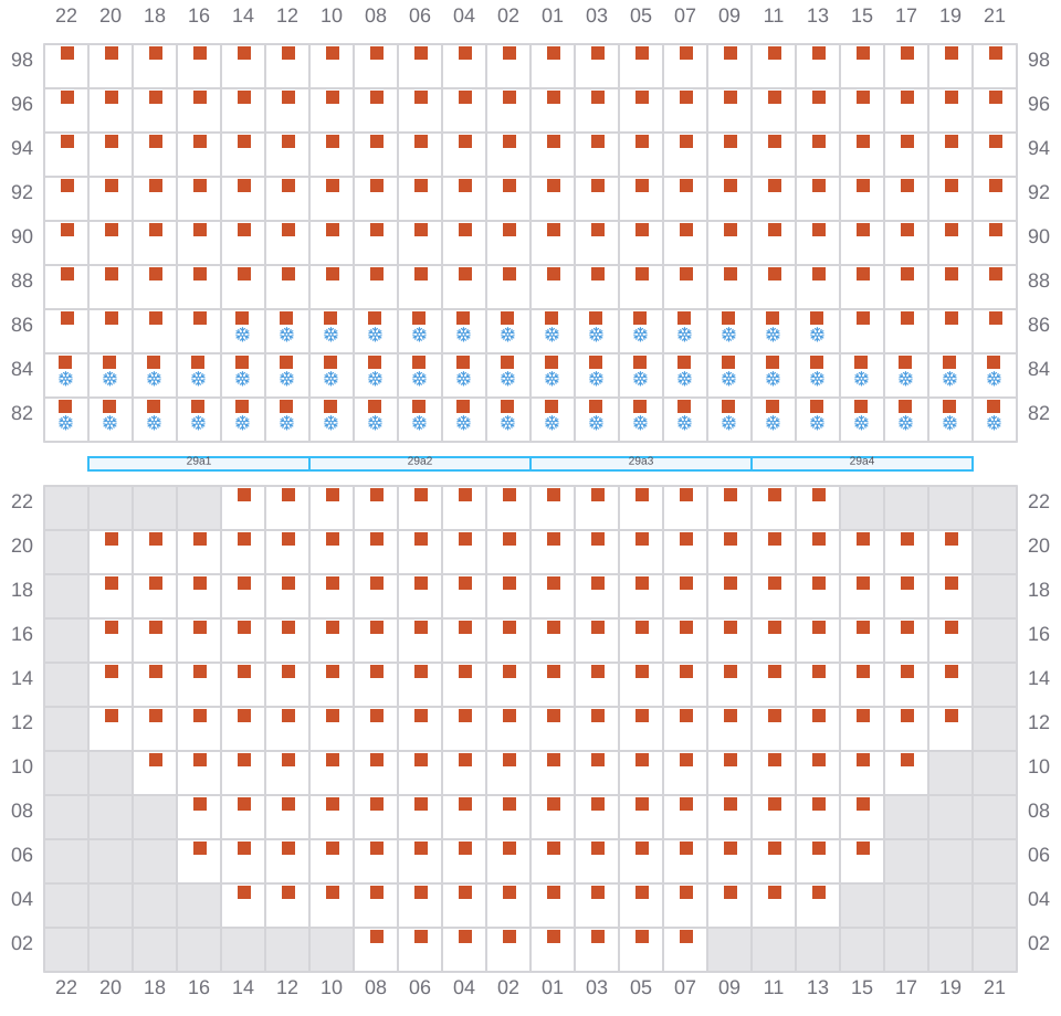 Bay 031 view and slots of EMMA MAERSK