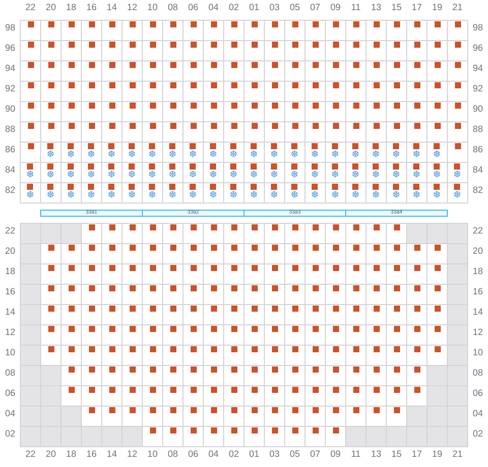 Bay 035 view and slots of EMMA MAERSK
