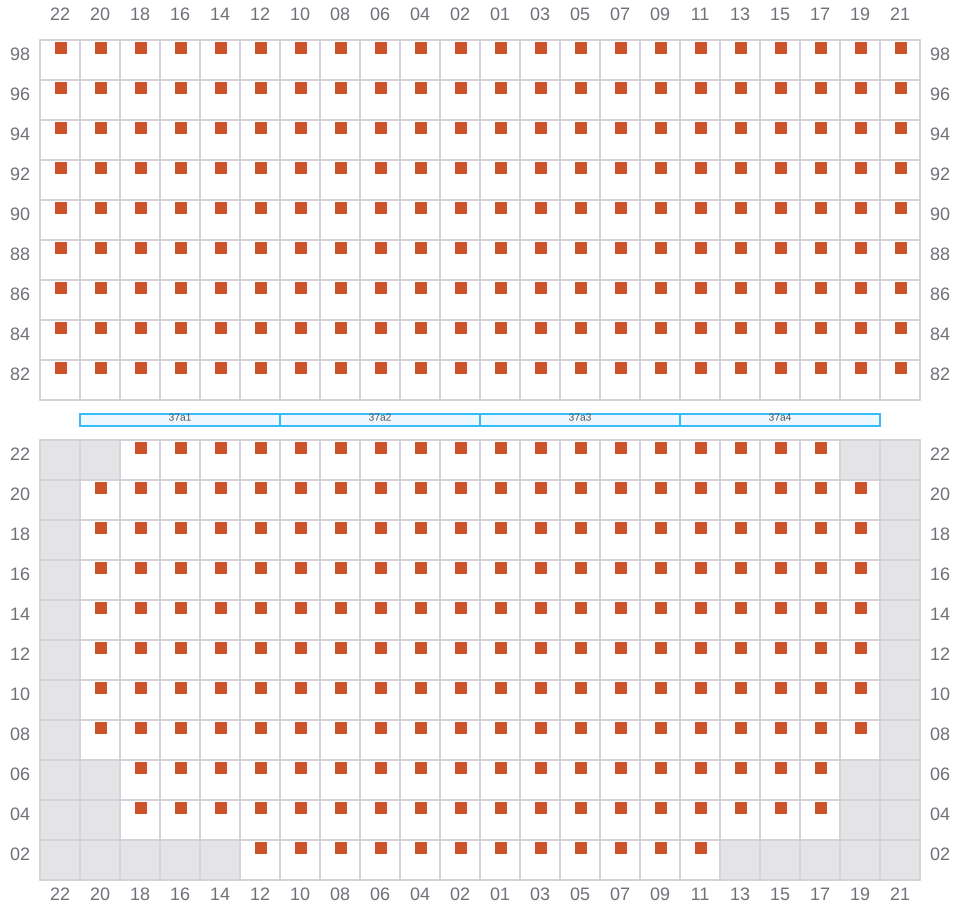 Bay 039 view and slots of EMMA MAERSK